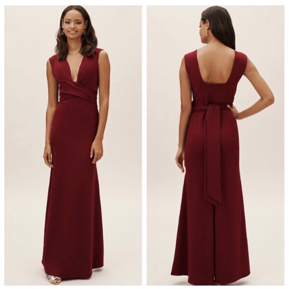 BHLDN Anthropologie Fira Maxi Bridesmaids Dress - size 10 - wine color
